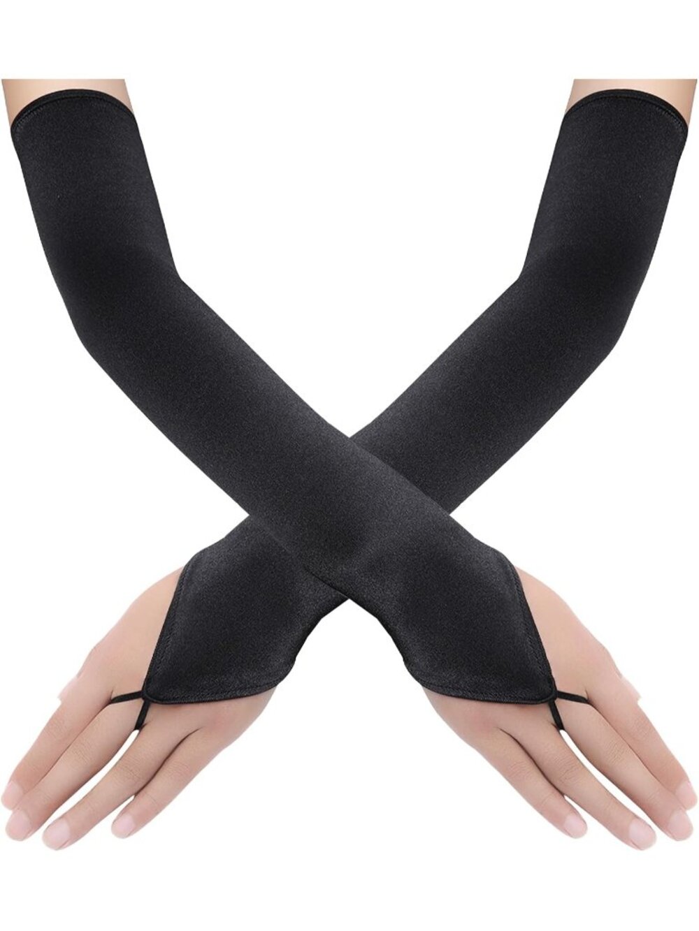Women's Black Fingerless 1920s V-shaped Hook Finger Flapper Opera Gloves